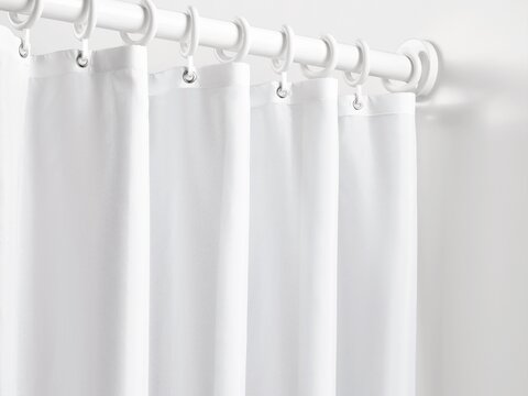 Shower curtain in the color white